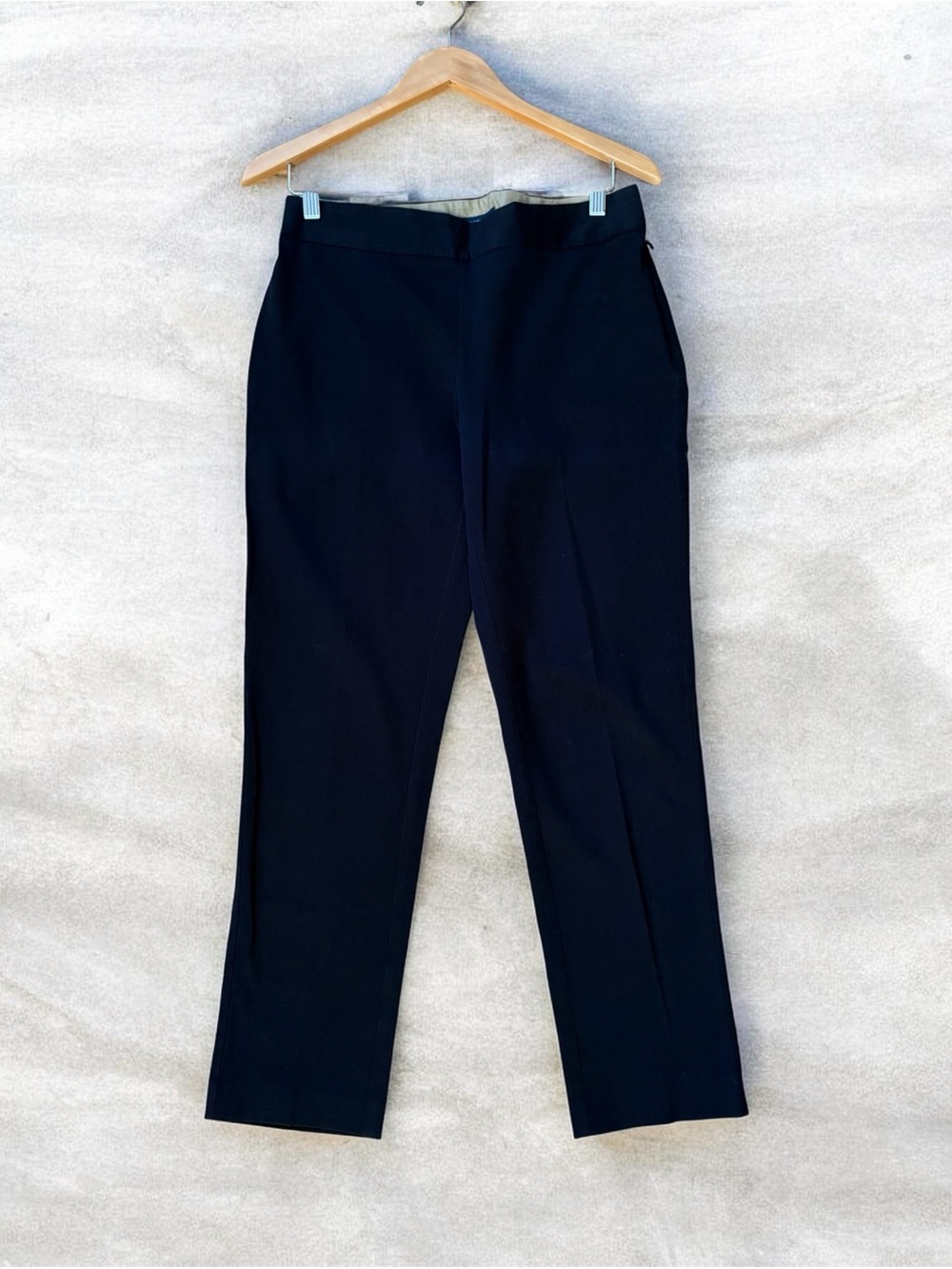 Lands' End Women's Straight Leg Pants, dark navy blue, side zipper, size 6